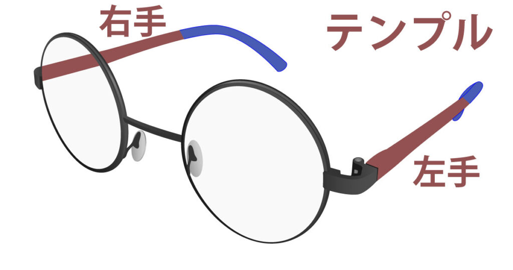 眼鏡のテンプルパーツの画像
